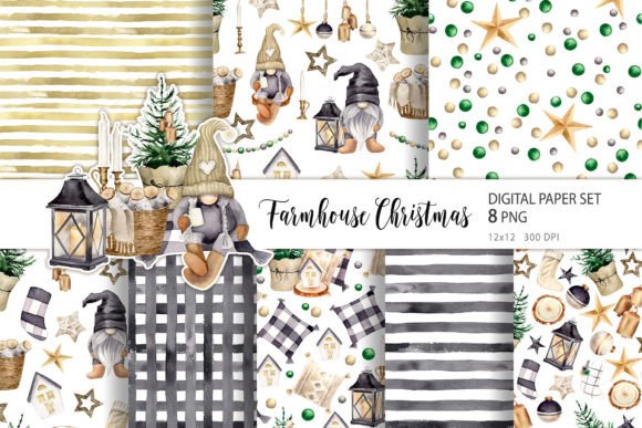 Download Christmas Farmhouse Gnome Digital Paper - Paper Collection