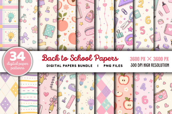 Download Back to School Paper Pattern Bundle - Paper Collection