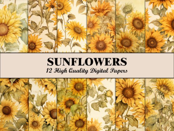 Download Yellow Sunflower Floral Scrapbook Paper - Paper Collection