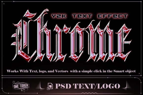 Download Reflective Chrome Y2K Text Effect PSD - Reflective Collection