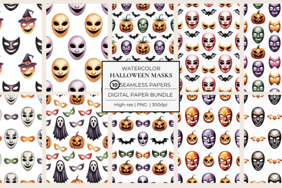 Download Halloween Masks Seamless Papers | Spooky - Paper Collection