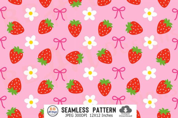 Download Coquette Daisy Strawberry Pattern Paper - Paper Collection