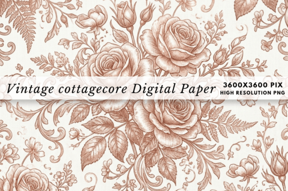 Download Vintage Cottagecore Flower Digital Paper - Paper Collection