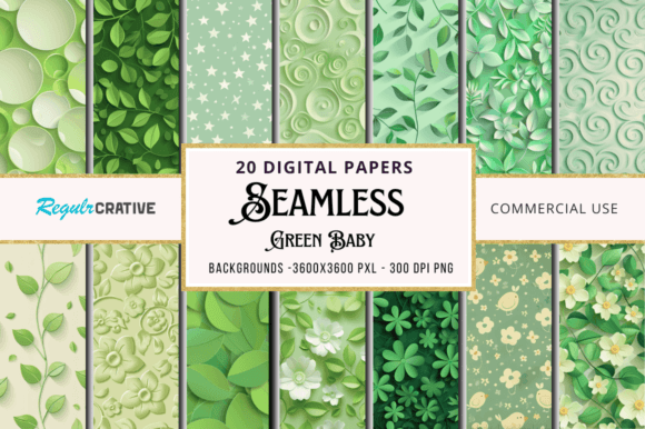 Download Seamless Green Baby Digital Paper Bundle - Paper Collection
