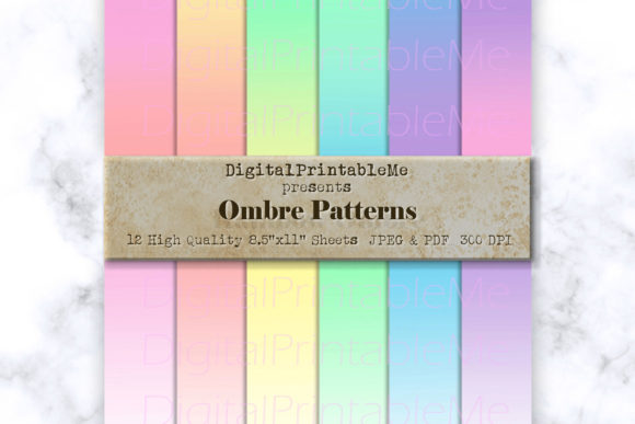 Download Ombre Digital Paper Pack, Gradient Faded - Paper Collection