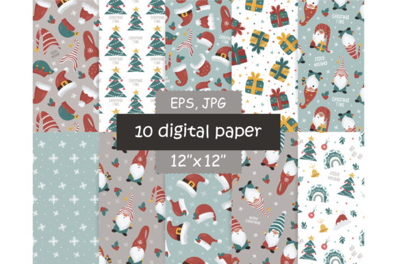 Download Christmas Gnome Digital Paper Pack - Paper Collection