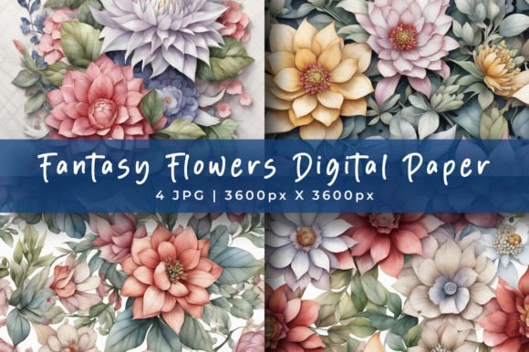 Download Fantasy Flowers Digital Papers - Paper Collection