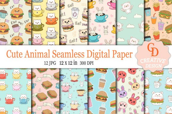 Download Cute Animal Seamless Digital Paper Set - Paper Collection