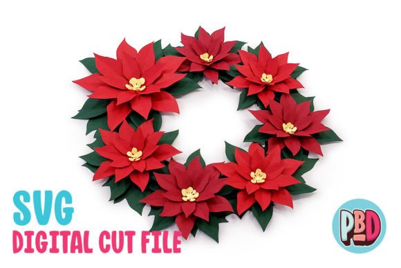 Download Poinsettia Wreath 3D Papercraft - Paper Collection