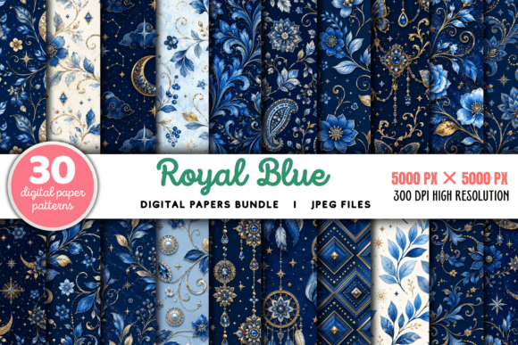 Download Royal Blue Digital Paper Bundle - Paper Collection