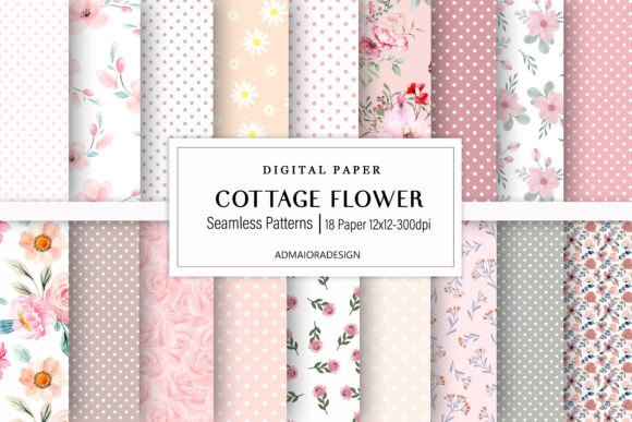 Download Cottage Chic Flower Digital Paper - Paper Collection