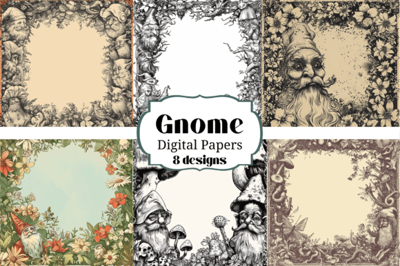 Download 8 Old Gnome Digital Paper Backgrounds - Paper Collection