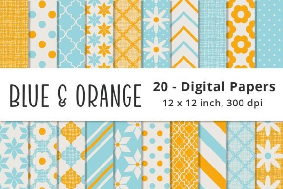 Download Orange and Blue Digital Paper - Paper Collection