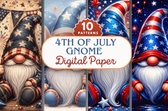 Download Fourth of July Gnome Digital Paper Bundl - Paper Collection