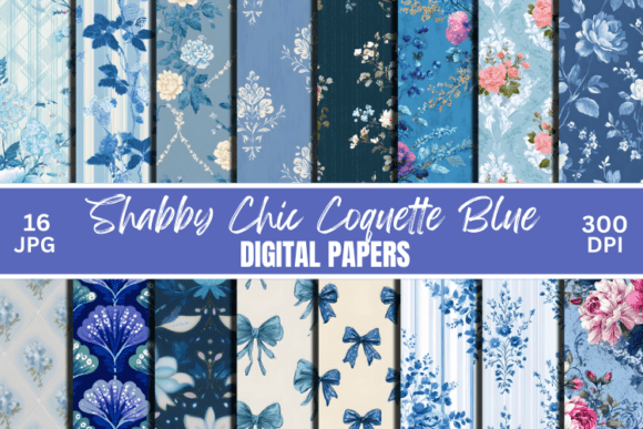 Download Shabby Chic Coquette Blue Digital Paper - Paper Collection