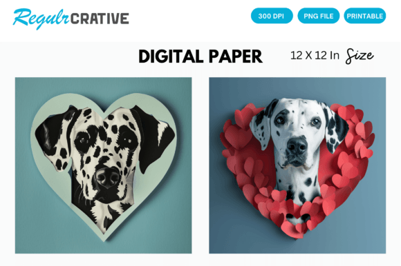 Download Dalmatian Cute Love Heart Digital Paper - Paper Collection