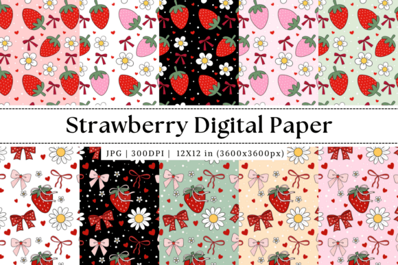 Download Strawberry Pattern Digital Paper - Paper Collection