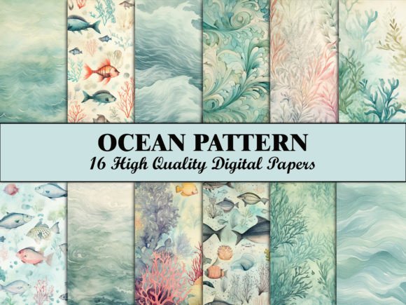 Download Sea Scrapbook Paper Blue Ocean Pattern - Paper Collection