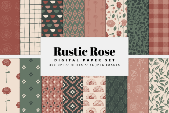 Download Rustic Rose Digital Paper Set - Paper Collection