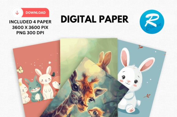 Download Watercolor Cute Animal Digital Paper - Paper Collection