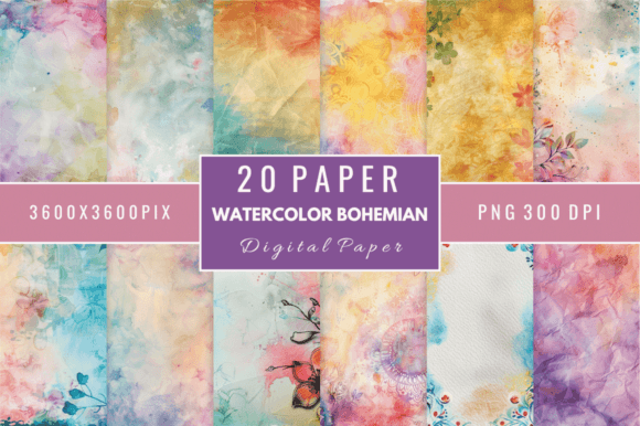 Download Watercolor Bohemian Digital Paper Bundle - Paper Collection