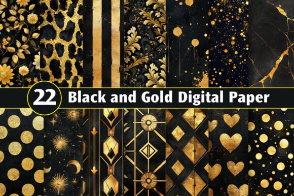 Download Black and Gold Digital Paper - Paper Collection
