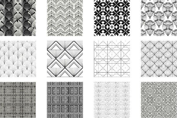 Download Black and White Art Deco Digital Paper - Paper Collection