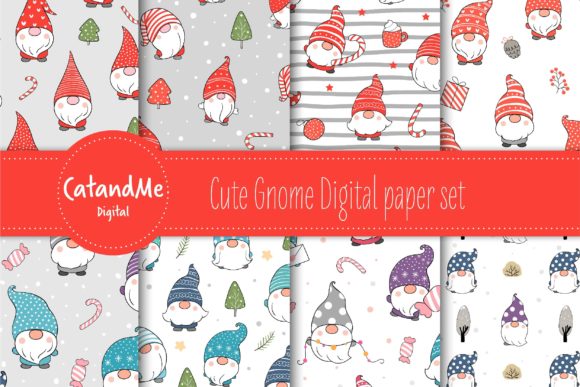 Download Cute Gnome Digital Paper Set - Paper Collection