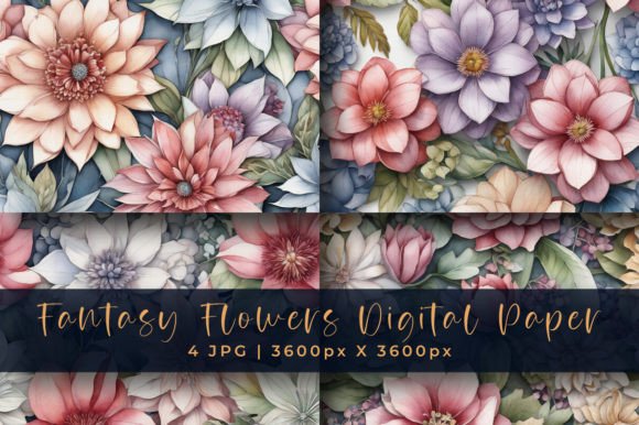 Download Fantasy Flowers Digital Paper Textures - Paper Collection