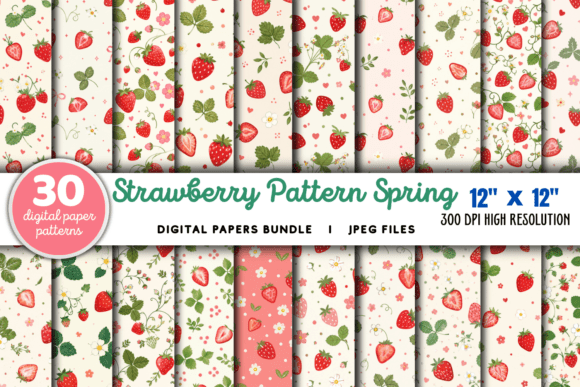 Download Strawberry Pattern Spring Summer Papers - Paper Collection