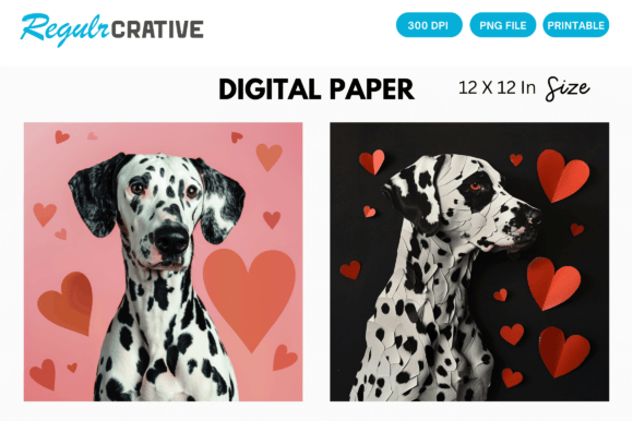 Download Dalmatian Cute Love Heart Digital Paper - Paper Collection
