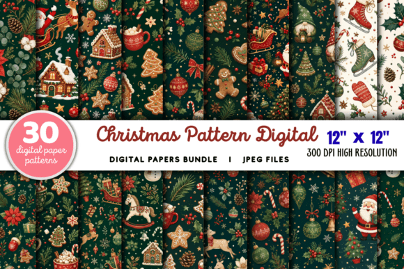 Download Christmas Pattern Digital Paper Bundle - Paper Collection