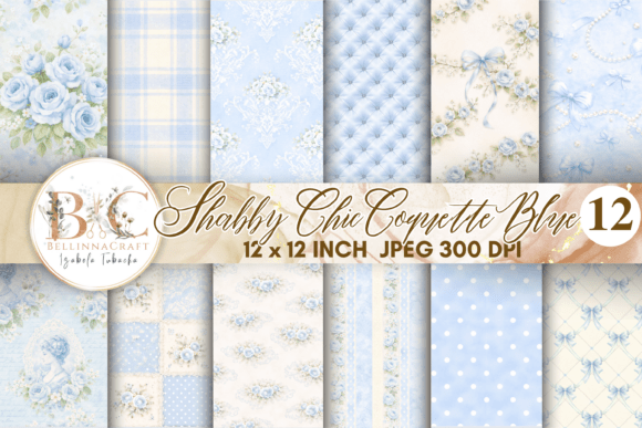 Download Shabby Chic Coquette Blue Digital Paper - Paper Collection
