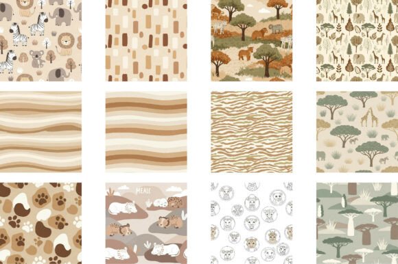 Download Cute Safari Animal Digital Paper -Set - Paper Collection