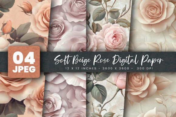 Download Soft Beige Rose Digital Paper - Paper Collection