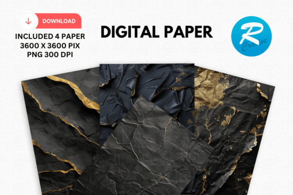 Download Watercolor Black and Gold Digital Paper - Paper Collection