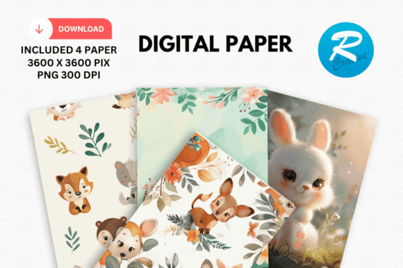 Download Watercolor Cute Animal Digital Paper - Paper Collection
