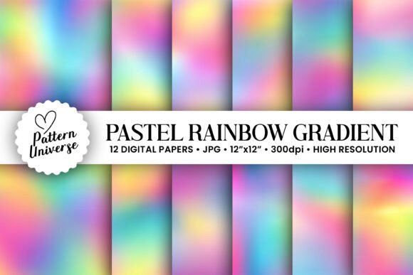 Download Pastel Rainbow Gradient Digital Paper - Paper Collection