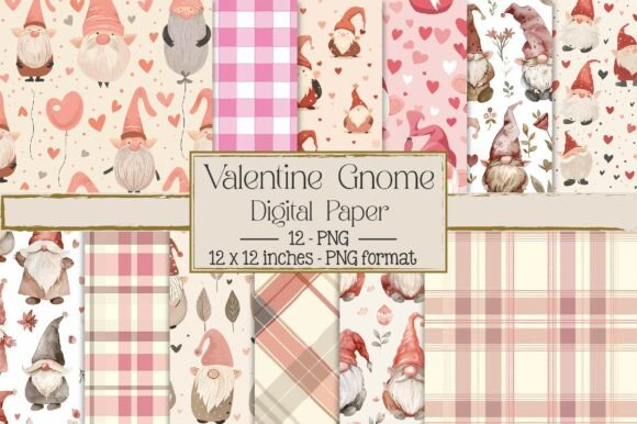 Download Valentine Gnome Digital Paper - Paper Collection