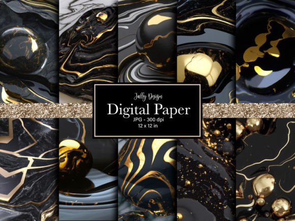 Download Black and Gold Digital Paper Pack - Paper Collection