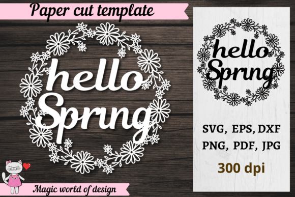 Download Hello Spring Papercut SVG, Frame Outline - Paper Collection