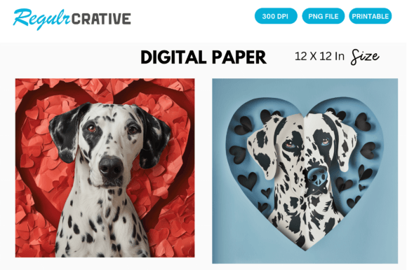 Download Dalmatian Cute Love Heart Digital Paper - Paper Collection