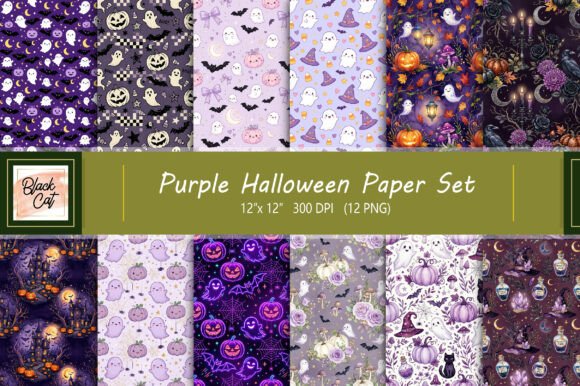 Download Purple Halloween Paper Set - Paper Collection