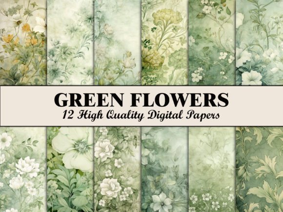 Download Green Botanical Flower Scrapbook Paper - Paper Collection