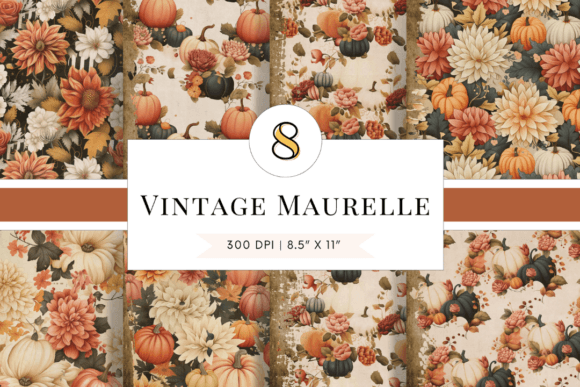Download Vintage Fall Pumpkin Digital Papers - Paper Collection