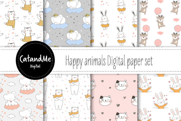 Download Happy Animal Digital Paper Set - Paper Collection