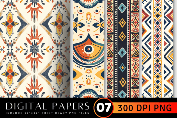 Download Tribal Bohemian Digital Paper Pattern - Paper Collection