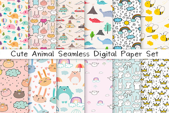 Download Cute Animal Seamless Digital Paper Set - Paper Collection