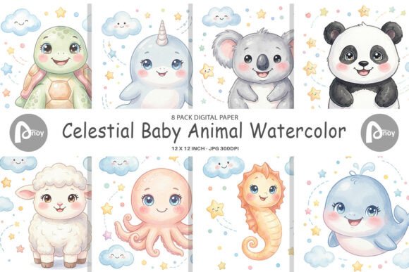 Download Celestial Baby Animal Digital Paper - Paper Collection