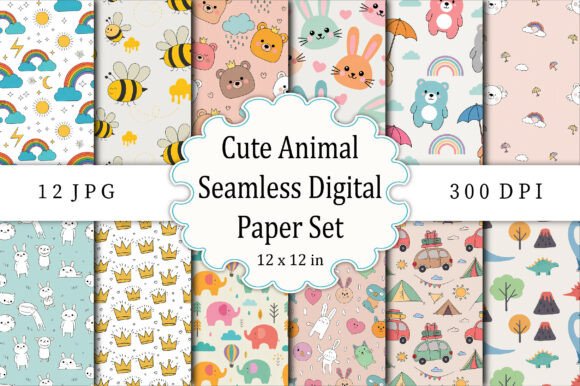 Download Cute Animal Seamless Digital Paper Set - Paper Collection